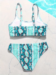 2pcs Girls Snake Skin Bikini Swimsuit Set for Summer Hawaii Gift