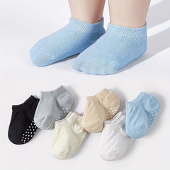 6 Pack Baby Ankle Socks Toddler Non Slip Low Cut Socks with Grip Cotton Blend