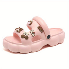 Women's Platform Slide Sandals Round Toe Flat Shoes
