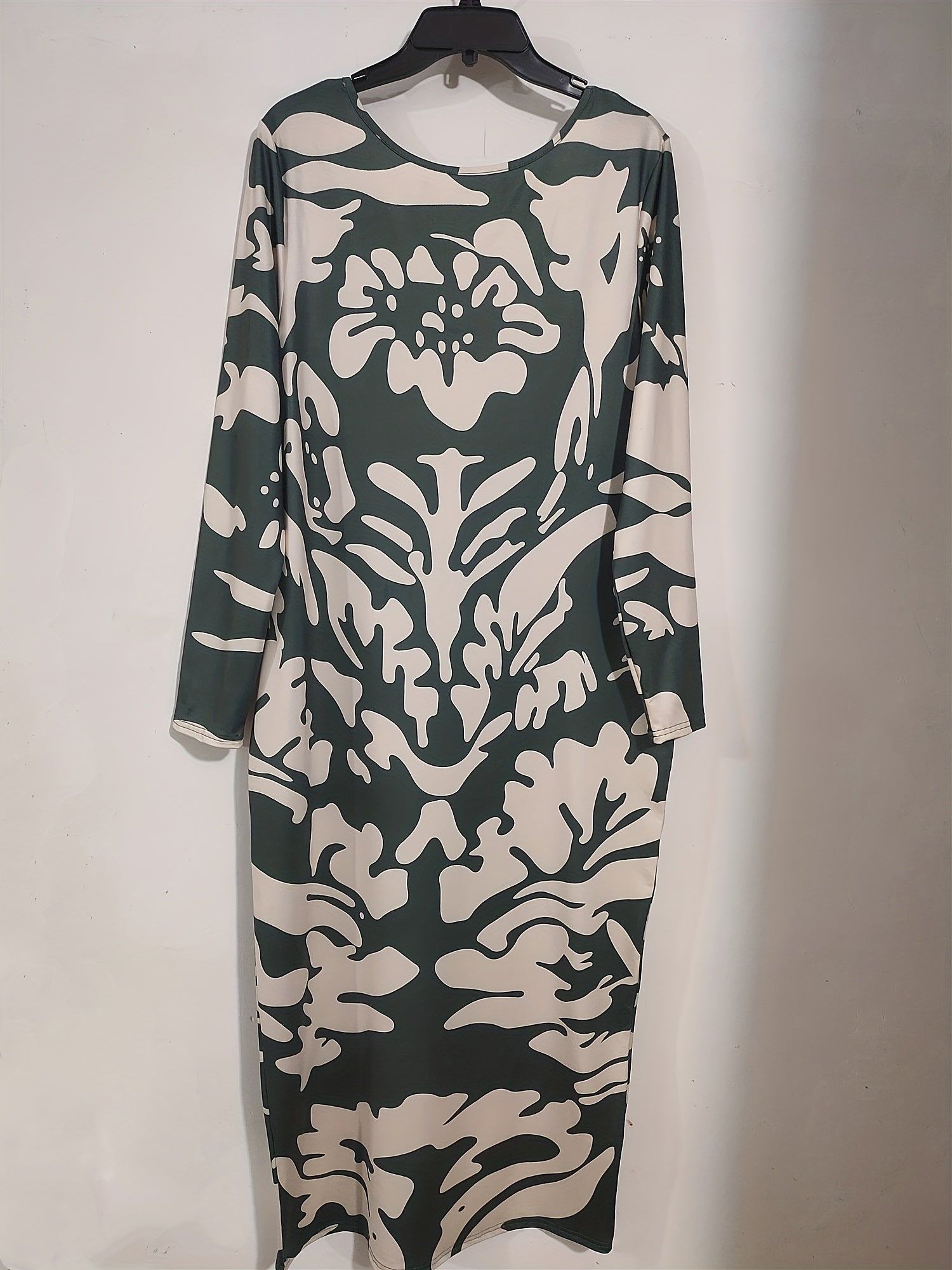 Retro Dress Round Neck Bodycon Midi Dress