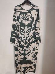Retro Dress Round Neck Bodycon Midi Dress