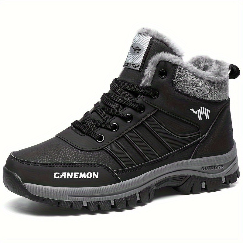 Men's Plush Lined Hiking Boots Non Slip Lace Up Sneakers