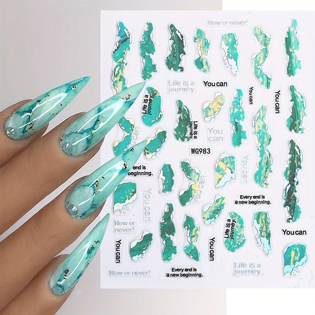 6 Sheets Marble Nail Stickers - Foil Nail Art Decals for DIY Manicure