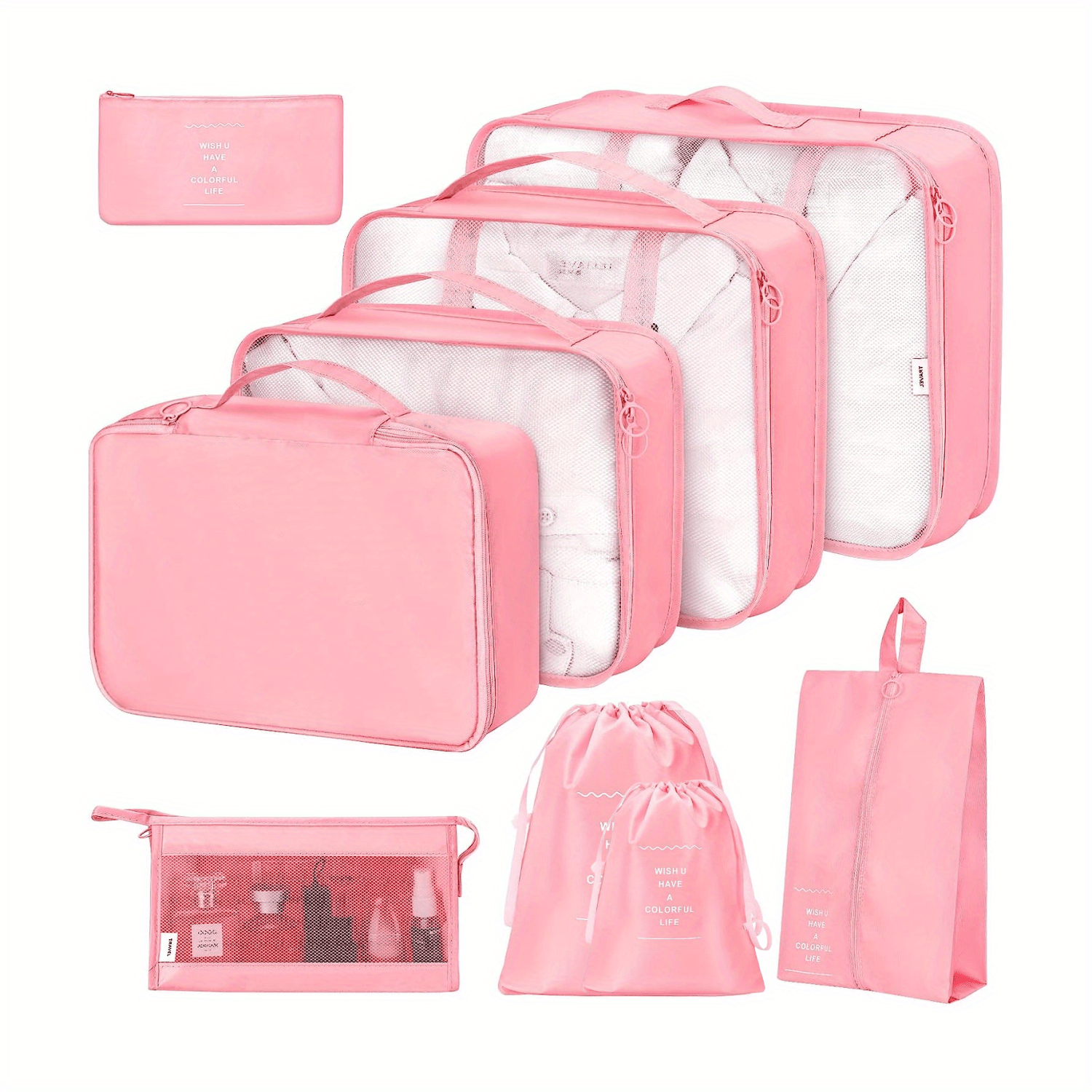 9-Piece Travel Luggage Organizer Set with Shoe & Toiletry Bag