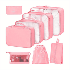 9-Piece Travel Luggage Organizer Set with Shoe & Toiletry Bag