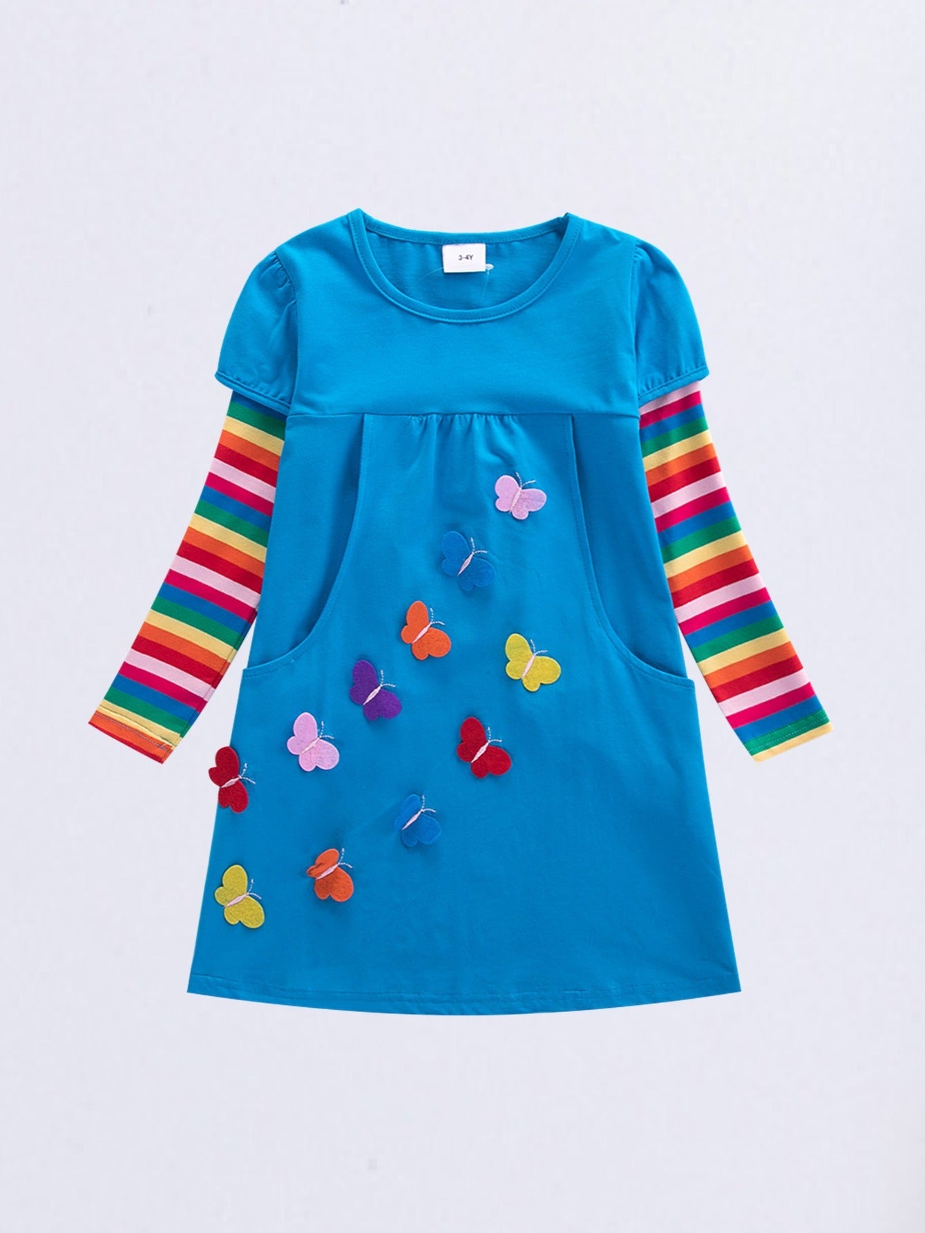 Girls Butterfly Embroidered Dress Long Sleeve