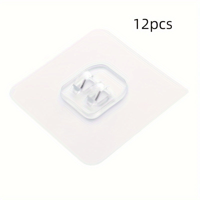 6pcs Clear Plastic Wall Hooks Heavy Duty Kitchen Bathroom Office