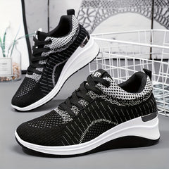 Women's Chunky Knit Sneakers Comfortable Height Increase Sports Shoes