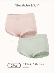 2 Pack Plus Size Seamless High Waisted Ruffle Trim Modal Briefs Set