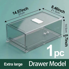 Transparent Drawer Refrigerator Storage Box for Fresh Food, Freezer Safe