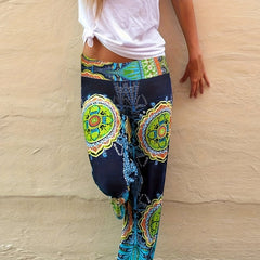 Boho Pants Women's Plus Floral Print Loose Trousers