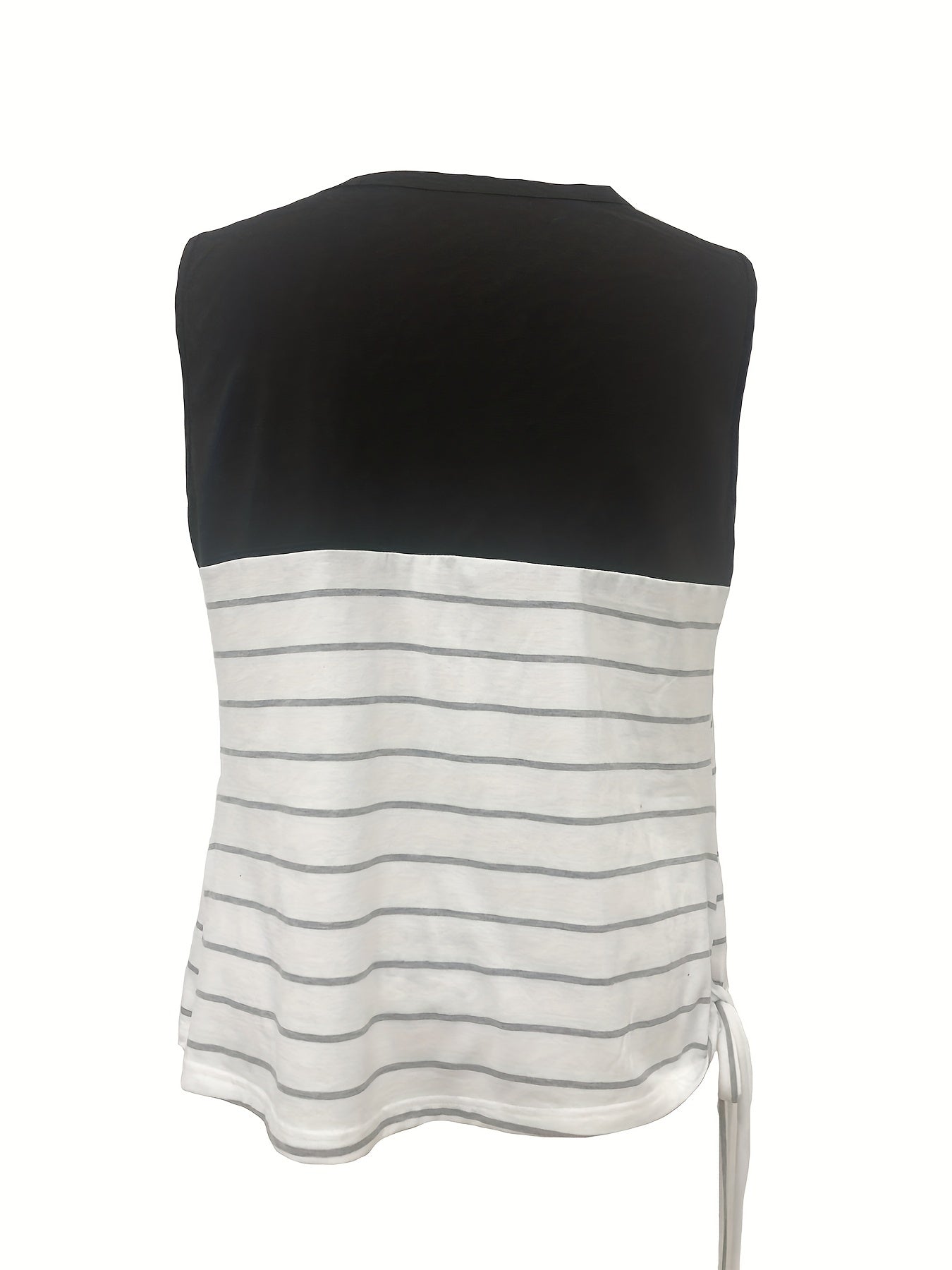 Plus Size Colorblock Stripe & Leopard Print V Neck Tank