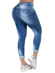 Women's Plus Washed Ripped High Rise Skinny Jeans