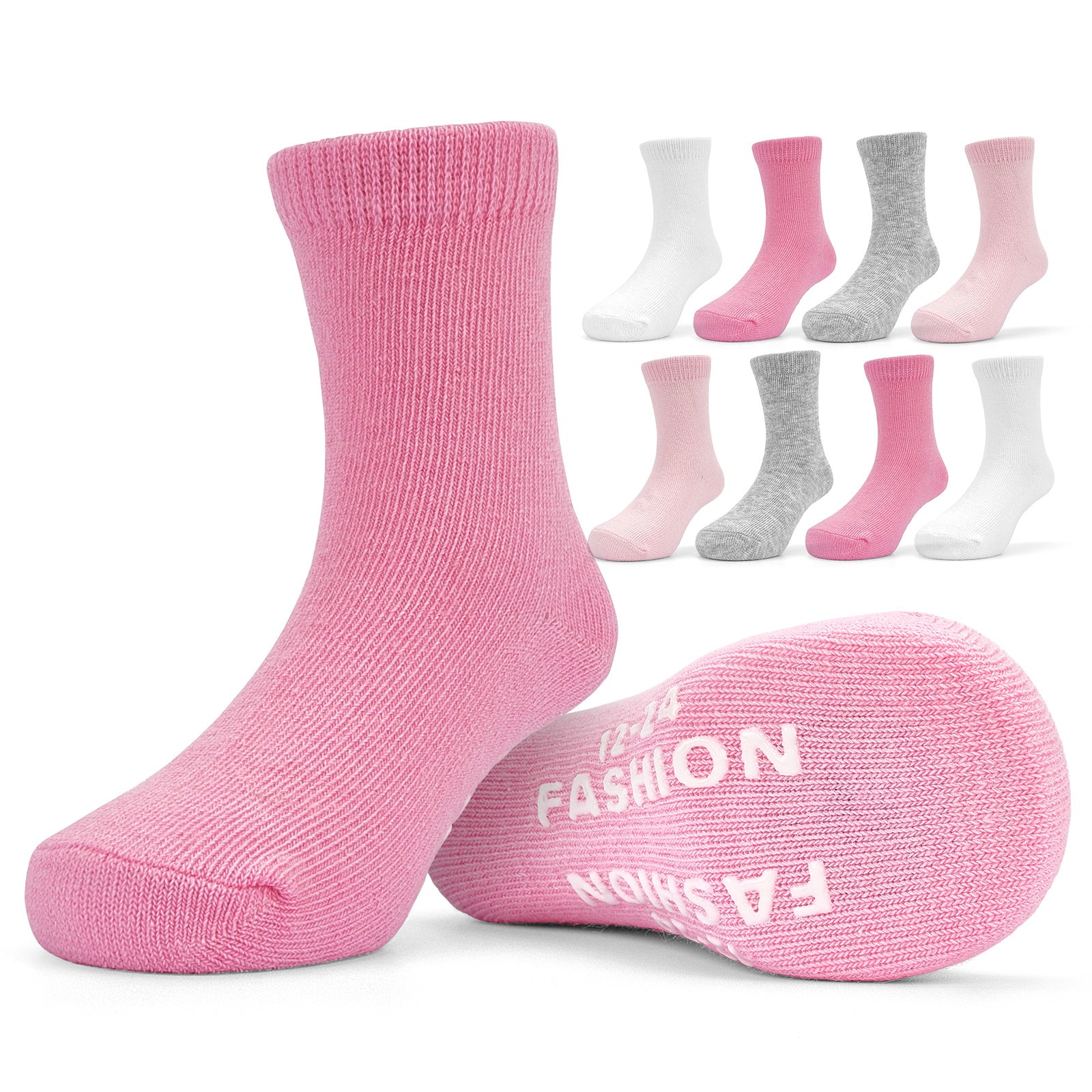 8pk Thermal Crew Socks for Girls/Toddlers - Cozy & Warm for Cold Weather