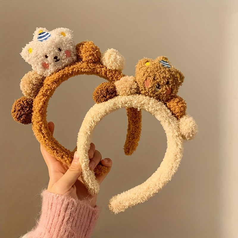 Unique Plush Warm Headband Colorful Bear & Balls Hair Band Women