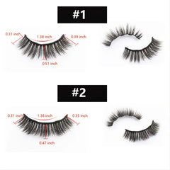 3 Pairs Magnetic Eyelashes 3D Mink Makeup Lashes Set Natural False Cils