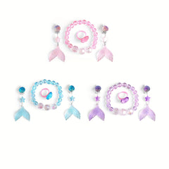 Little Mermaid Jewelry Set: Earrings, Ring & Bracelet x4