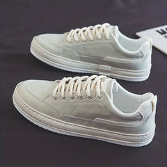 Men's Lace Up Leather Sneakers, Casual Outdoor Shoes