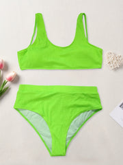 Sexy Bikini Set - Striped Print High Stretch Tank Top & Underwear