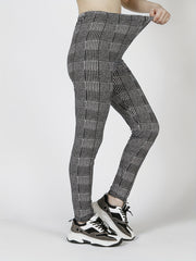 Plaid Slim Leggings High Waist Elastic Bottoms Women's Clothing