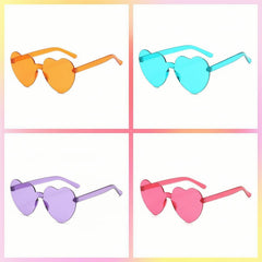 4 Pairs Heart Shape Sunglasses Halloween Party Cosplay Costumes Rimless Glasses