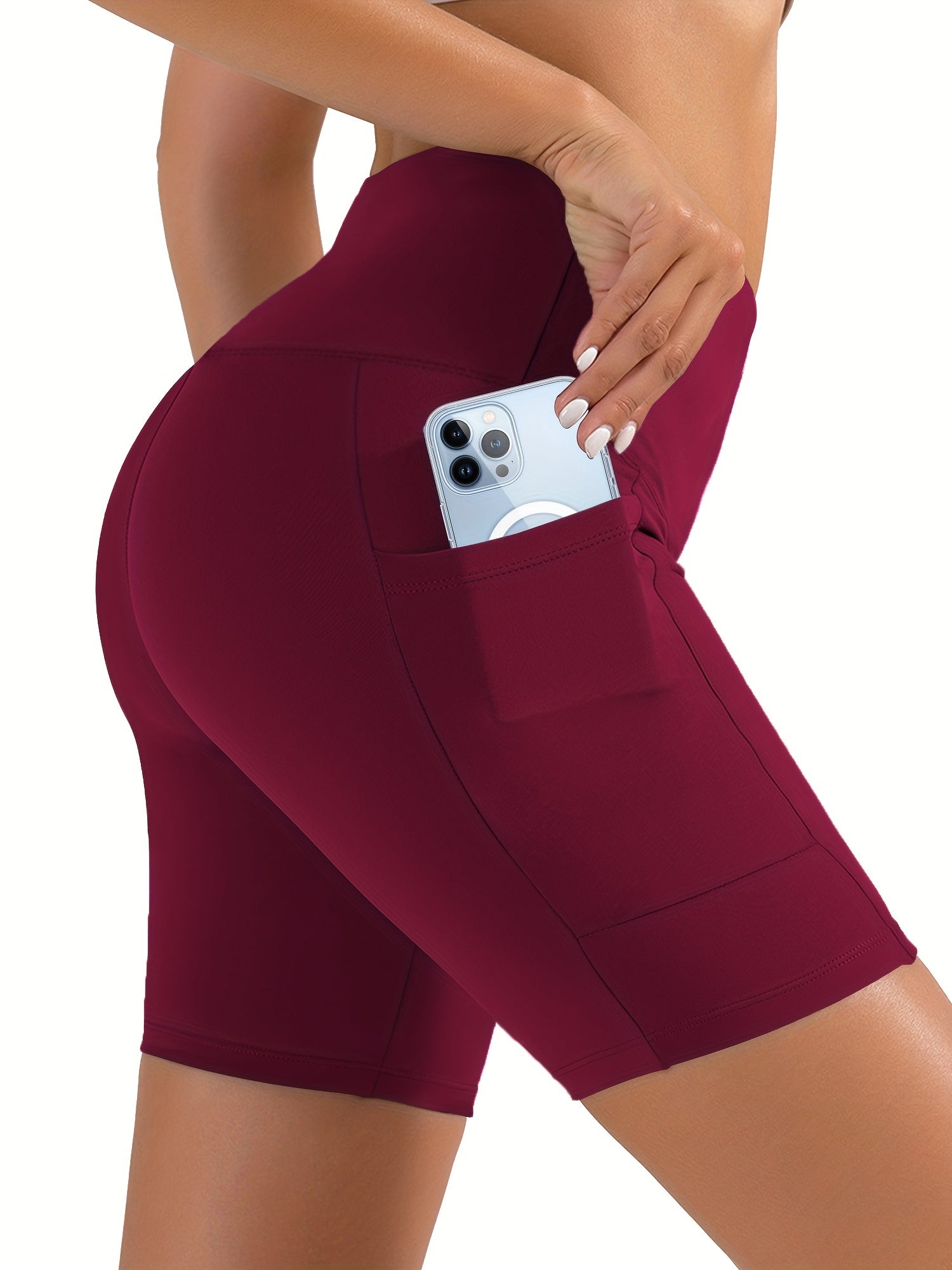 High Waist Bike Shorts Pocket Casual Short Leggings