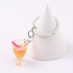 6pcs Fruit Juice Acrylic Keychain Bag Key Ornament for Girls Women