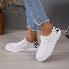 Cow Print Canvas Lace Up Loafers
