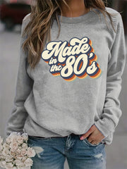 Vintage 80s Print Graphic Pullover Sweatshirt for Women