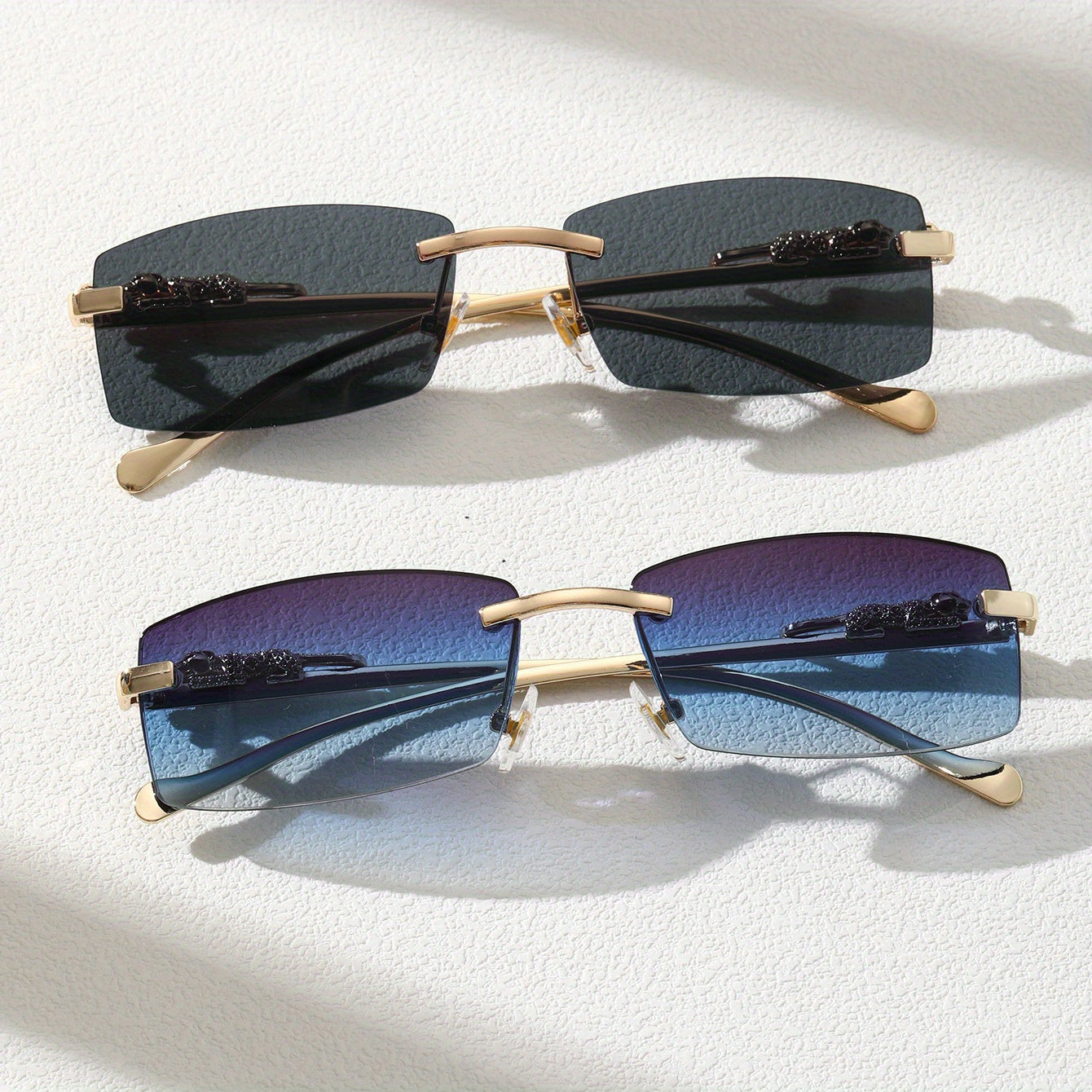2pcs Metal Rimless Casual Sunglasses for Everyday Wear