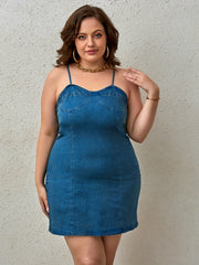 Tube Denim Cami Dress Zip Up Back