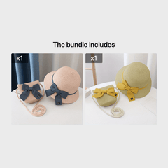 Children's Sun Hat and Bag Set - Straw Hat, Coin Purse, Beach Hat, Messenger Bag