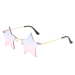 Colorful Star Sunglasses Rimless 90s Party Glasses