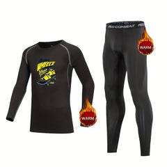 2pcs Kids Compression Fleece Sets Cartoon Long Sleeve Crew Neck Pullover