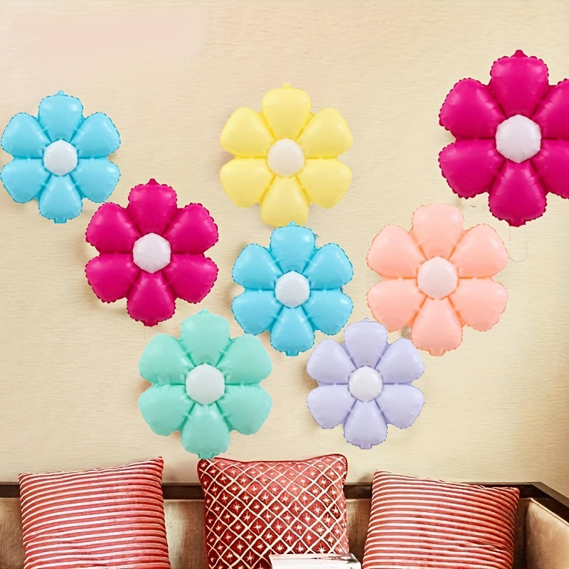 6pcs 18" Small Flower Balloons for Birthday Parties, Macaron Foil Balloons