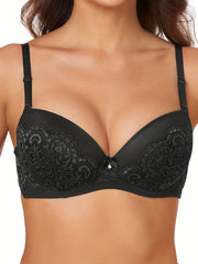 Contrast Lace Push Up Bra Anti Sagging Women's Lingerie