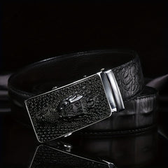 Crocodile Pattern Leather Belt Men's Cowhide Automatic Buckle