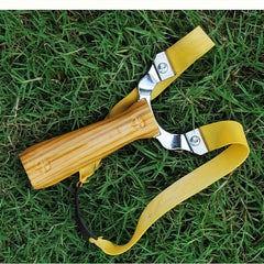 Alloy Slingshot Toy with Wood Grain Handle for Outdoor Play
