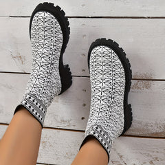 High Chunky Heeled Running Shoes Anti-slip Knit Leisure Sports