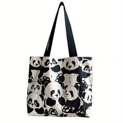 Panda Tote Bag with Large Capacity Zippered Storage