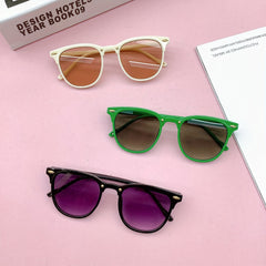 Girl's Round Metal Frame UV Protection Sunglasses
