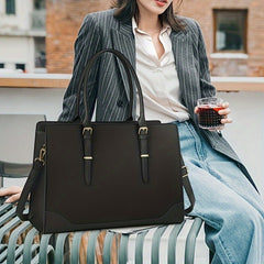 Large Capacity Waterproof PU Leather Laptop Bag for Women