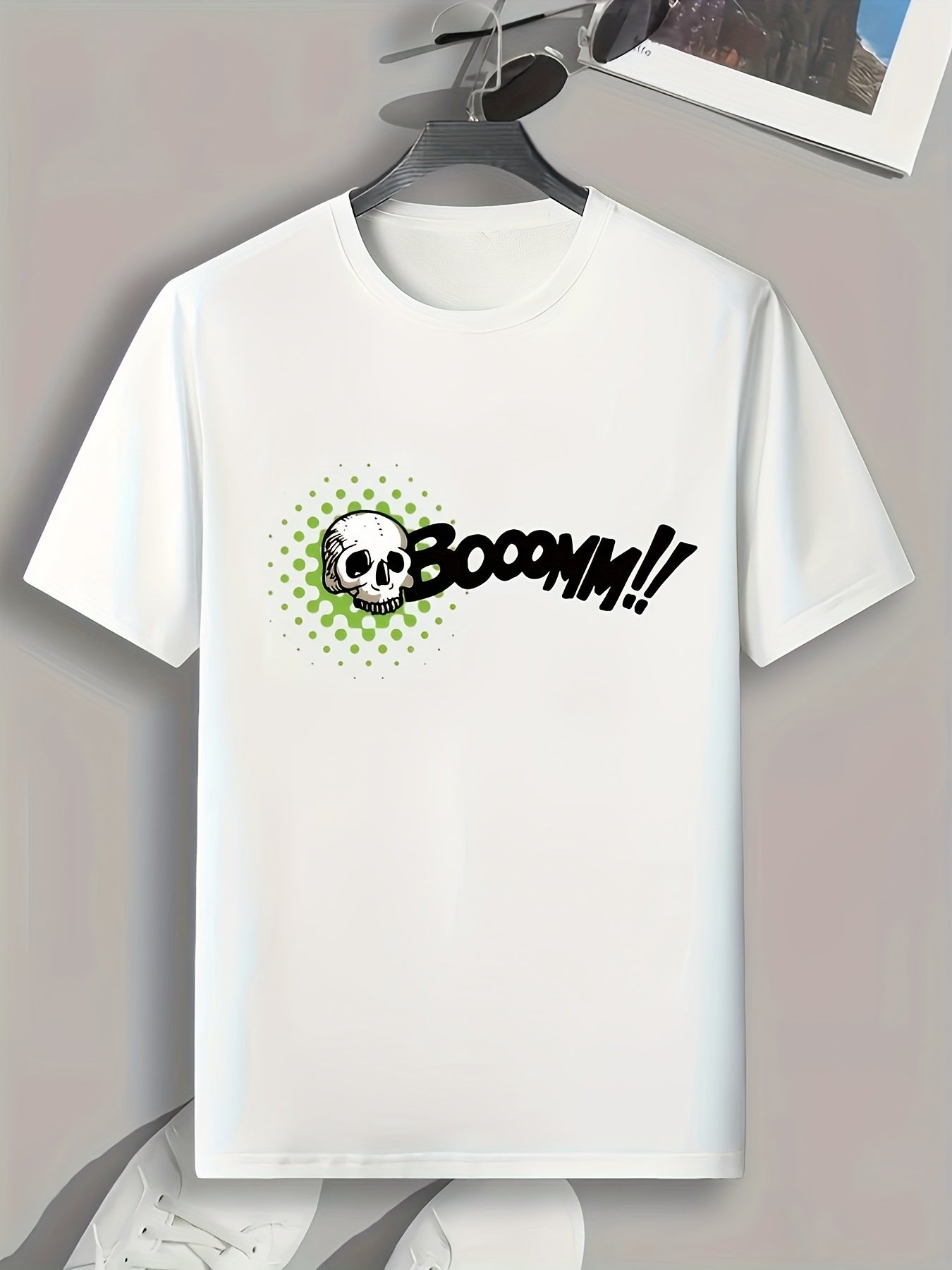 Skull & Letter Print Men's Sports T-shirt - Outdoor Fitness Clothing