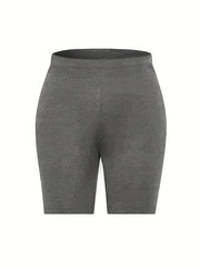 Casual Shorts Women's Plus Solid Elastic Waist High Stretch
