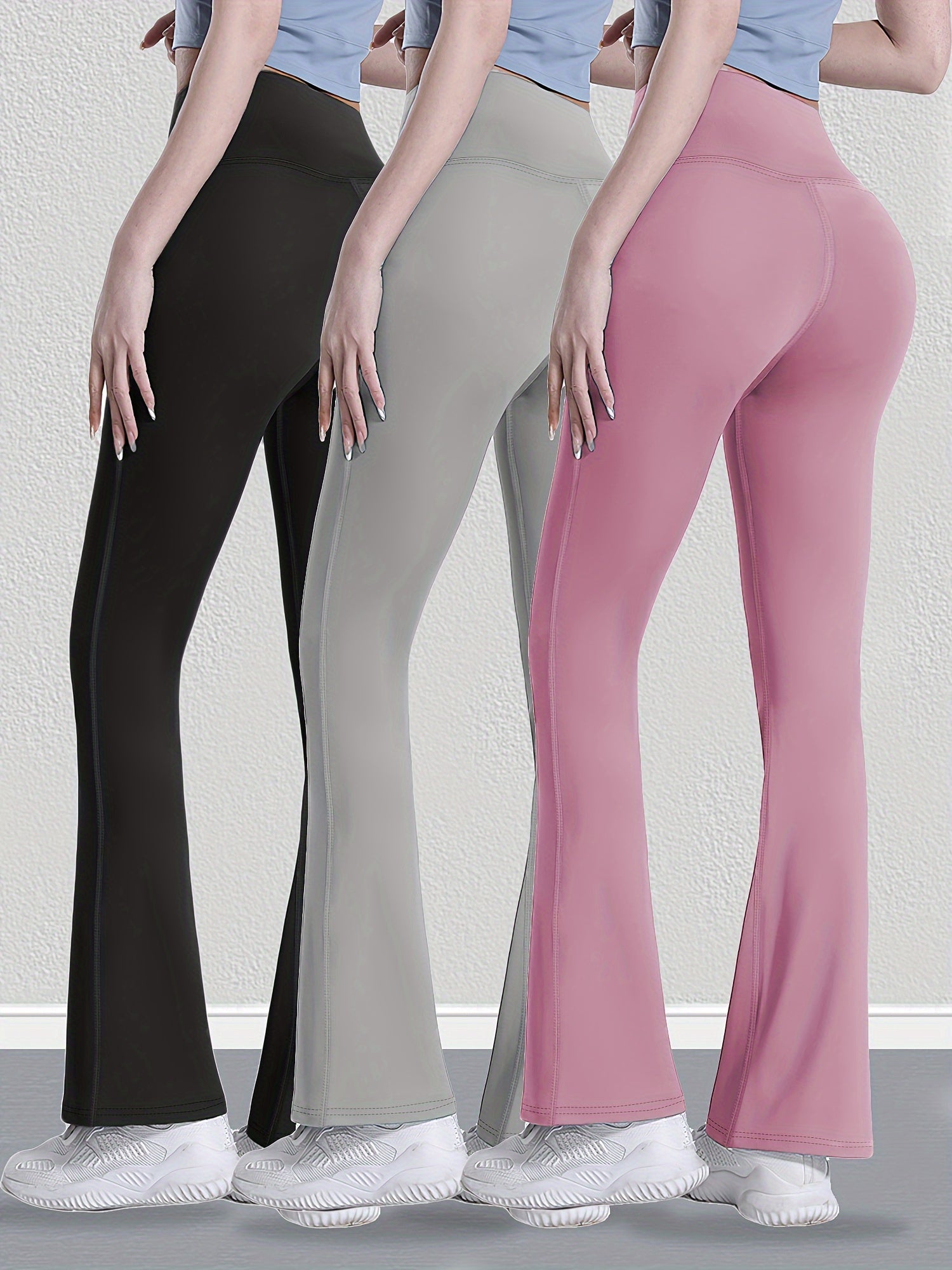 Solid Butt Lifting Yoga Flared Pants Fitness Bootcut Activewear