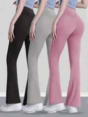 Solid Butt Lifting Yoga Flared Pants Fitness Bootcut Activewear