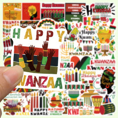 50pcs Kwanzaa Stickers for DIY Decorative Water Cup, Phone Case, Notebook