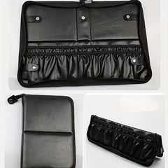 Makeup Brush Bag Waterproof PU Leather Travel Makeup Brush Case