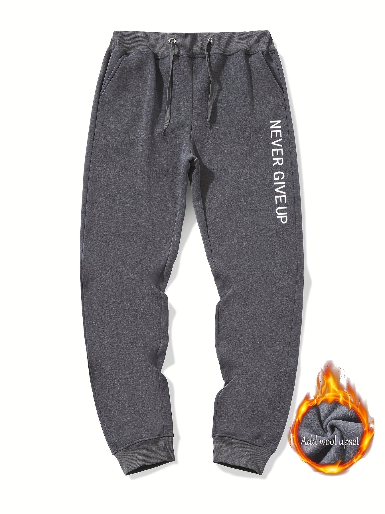 Never Give Up Letter Print Graphic Joggers Men's Sweatpants