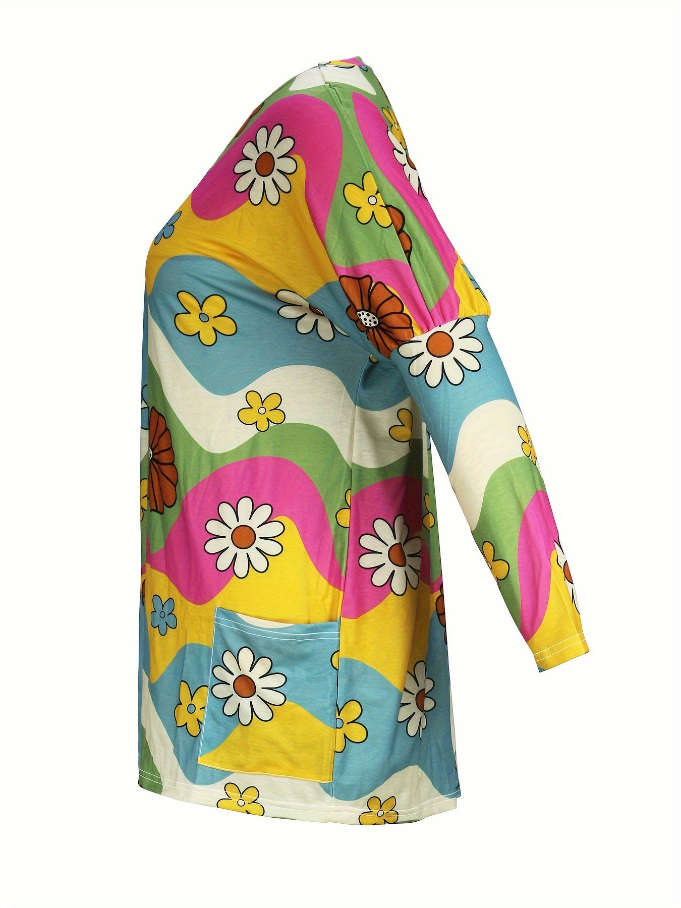 Monster Print Long Sleeve Dress with Pockets